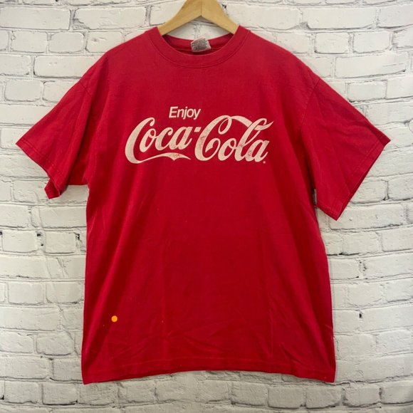 Other - Coca-cola Vintage T-Shirt Mens Sz L Large Red With White Logo Flaws